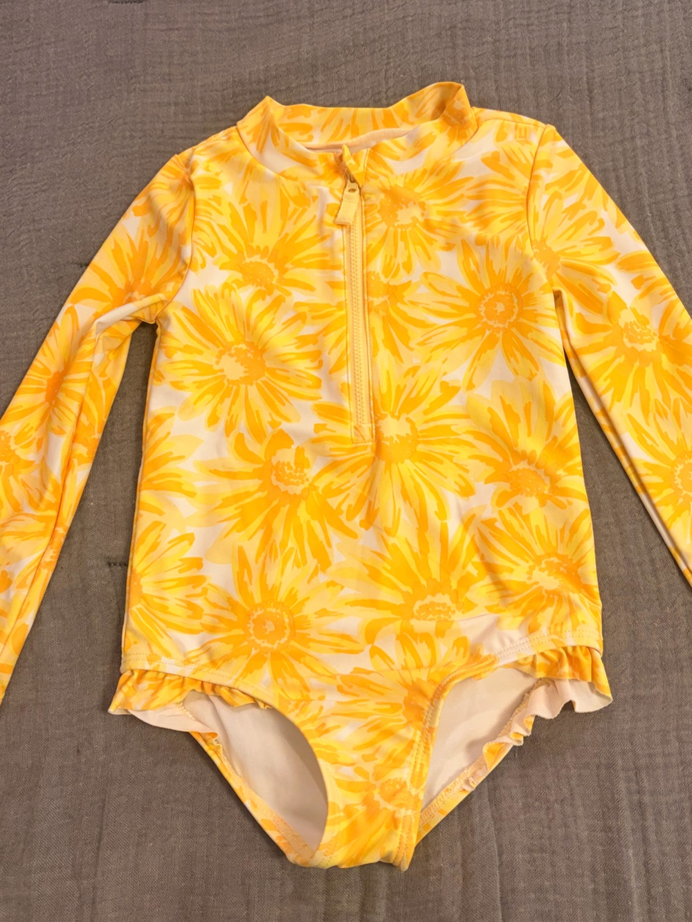 Carter's Yellow flower Long-Sleeve One-Piece Swimsuit